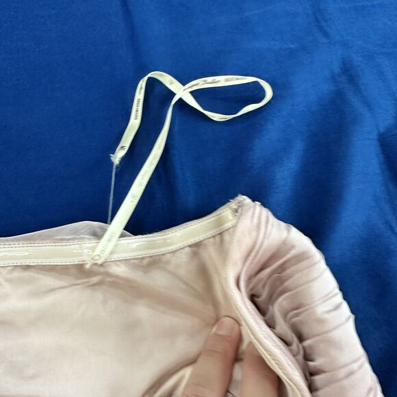 MONIQUE LHUILLIER Bridesmaid Ruched Fitted Light Pink Strapless Sheath 14 *flaws - Picture 7 of 7